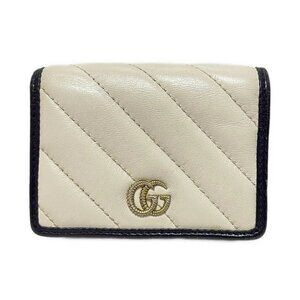 Authentic GUCCI GG Marmont Cream Black Leather Bifold Wallet br179-121225
